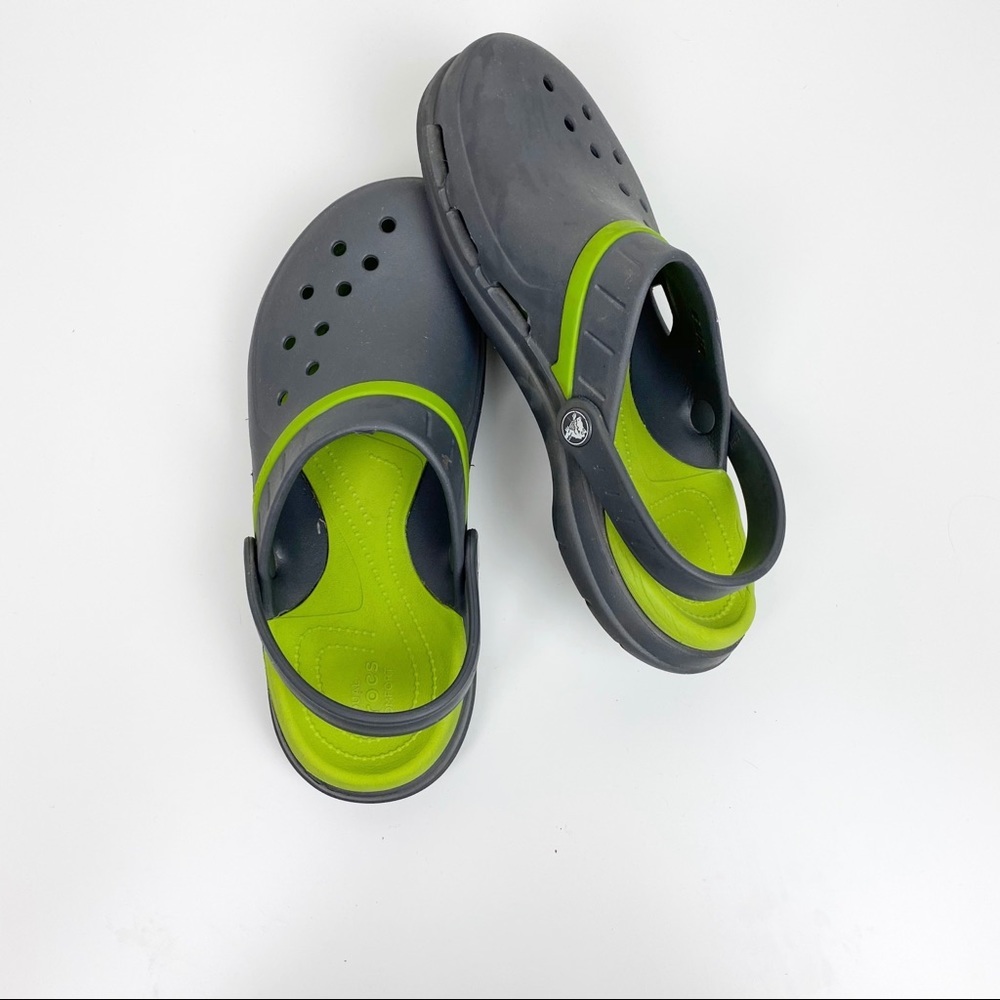 Men's Gray and Green Clogs